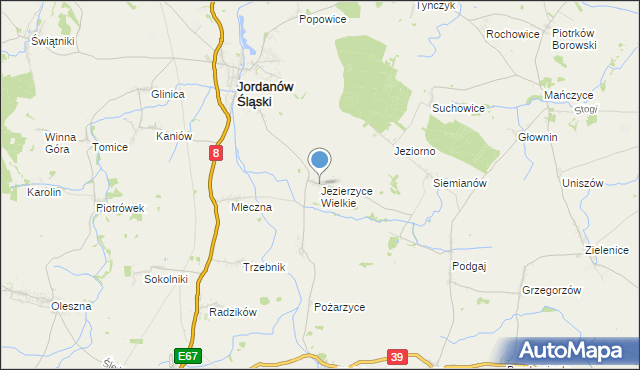 mapa Jezierzyce Wielkie, Jezierzyce Wielkie na mapie Targeo